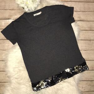 Madewell, Hi-Line Gray T-Shirt with Sequins